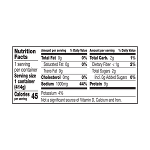 An image of this product's nutrition facts on a white background.