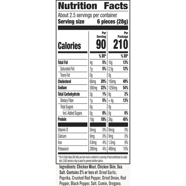 An image of this product's nutrition facts on a white background.