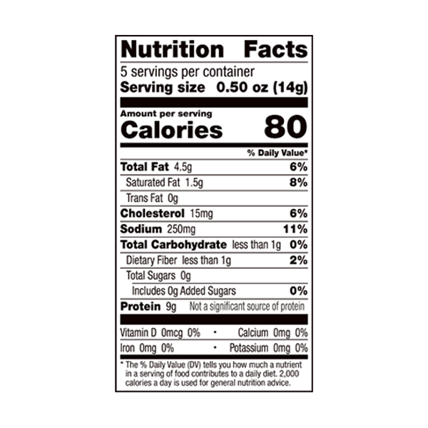 The Nutrition Facts for one bag of EPIC'S Hot and Spicy Pork Rinds.