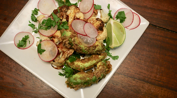 CHIPOTLE LIME CAULIFLOWER STEAKS WITH FRIED AVOCADO