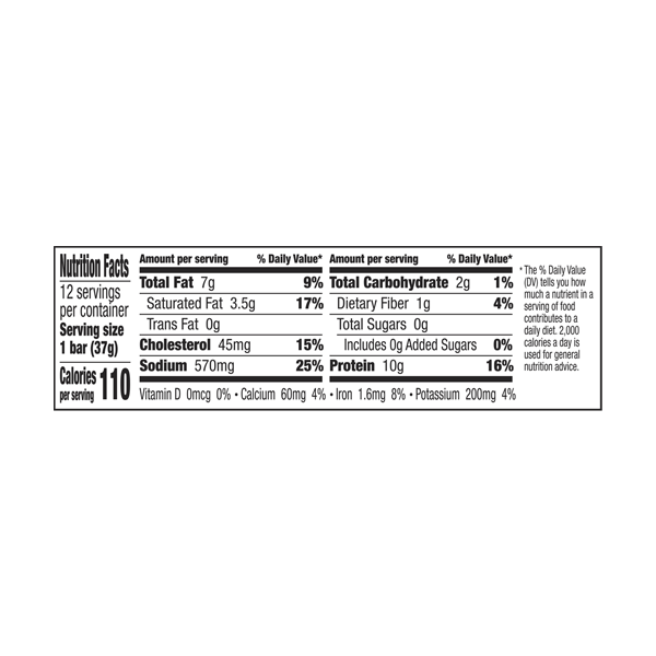 EPIC Provisions' Grass-Fed Bison with Beef Sea Salt Pepper Bar nutrition facts.