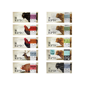 All ten EPIC Bars laid out on a white background.