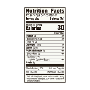 The nutrition facts for EPIC's Hickory Smoked Uncured Bacon Bits.