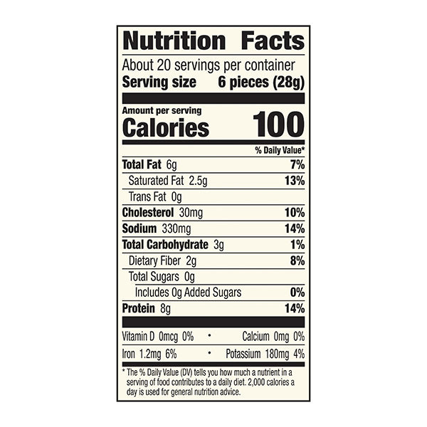 An image of this product's nutrition facts on a white background.