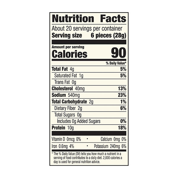 An image of this product's nutrition facts on a white background.