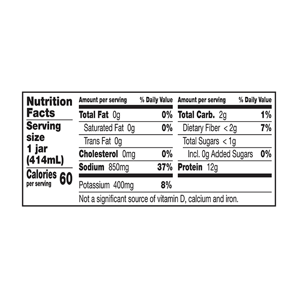 An image of this product's nutrition facts on a white background.