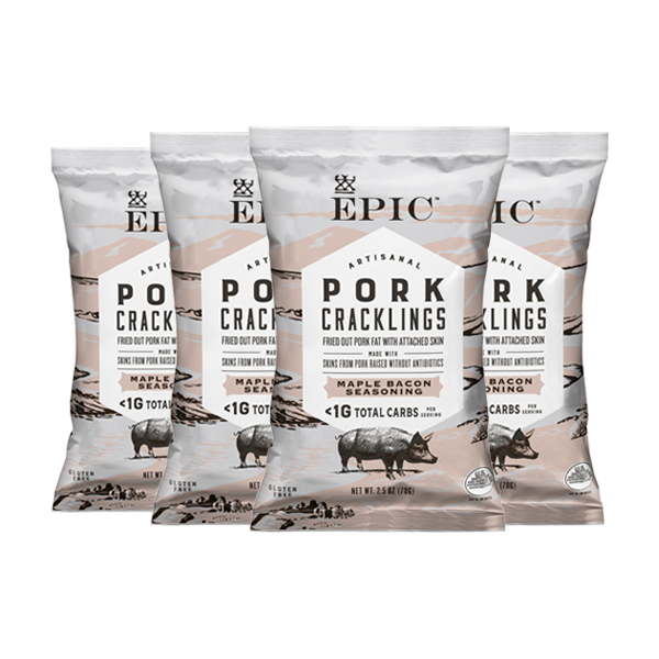 Maple Bacon Pork Crackling 4 Pack Pork Rinds EPIC EPIC Provisions