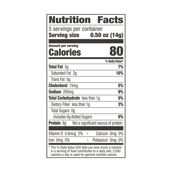 The nutrition panel for EPIC's Sea Salt and Vinegar Pork Rinds.