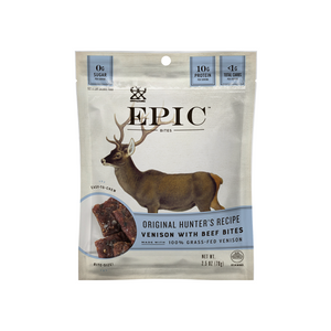 Individual bag of Epic's Venison with Beef Bites on a white background.