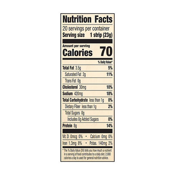 An image of this product's nutrition facts on a white background.